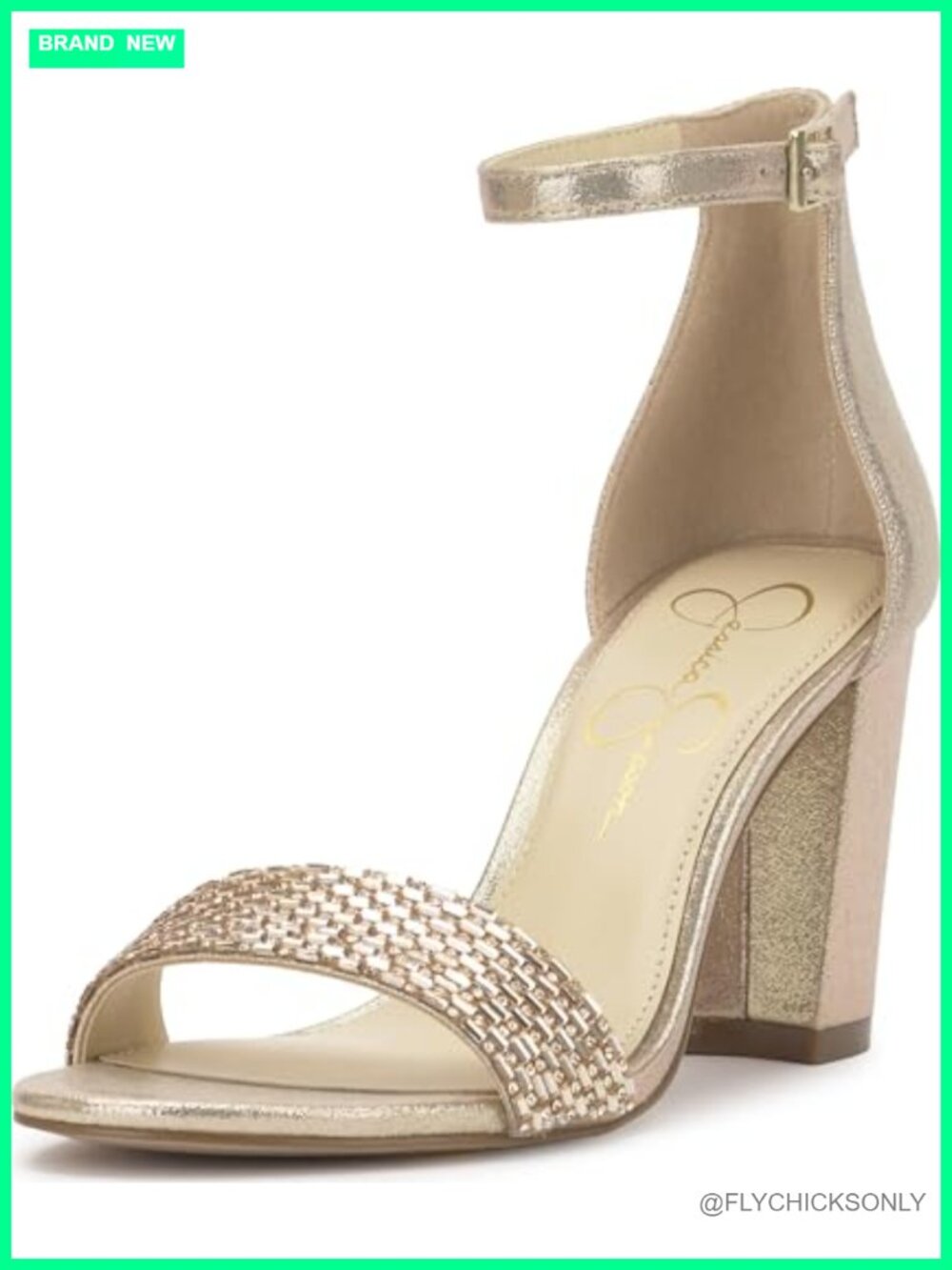 Jessica Simpson Sahino Champagne Shimmer Sand Platform Heeled Sandals 3.2"